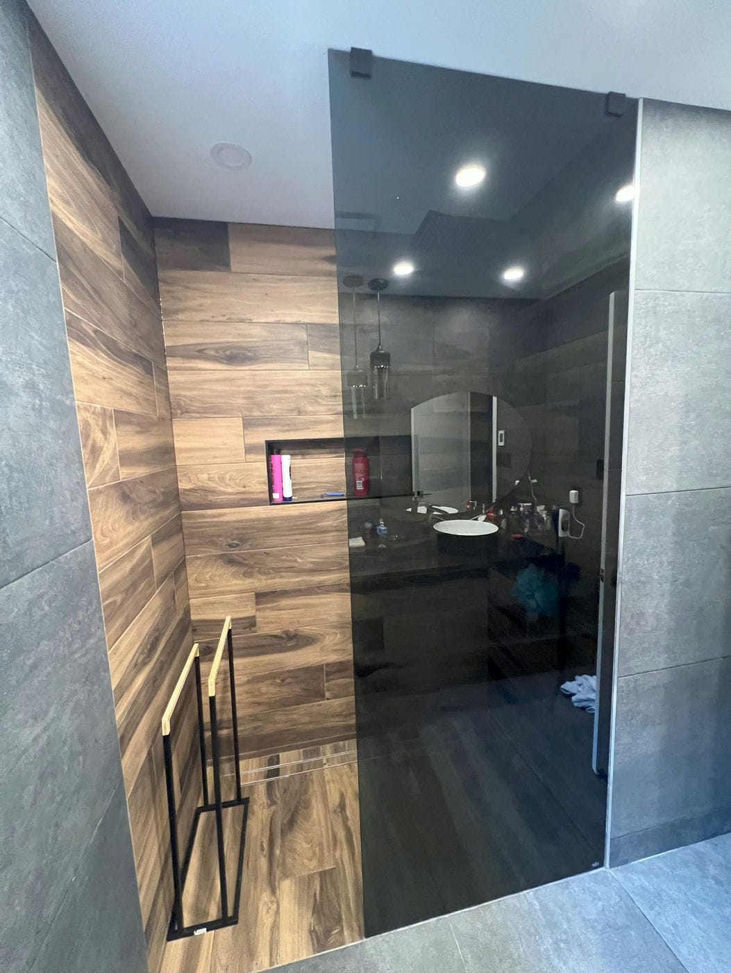 tinted frameless glass shower