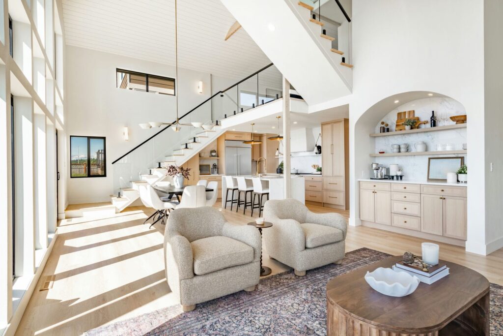 indoor glass railings open concept home