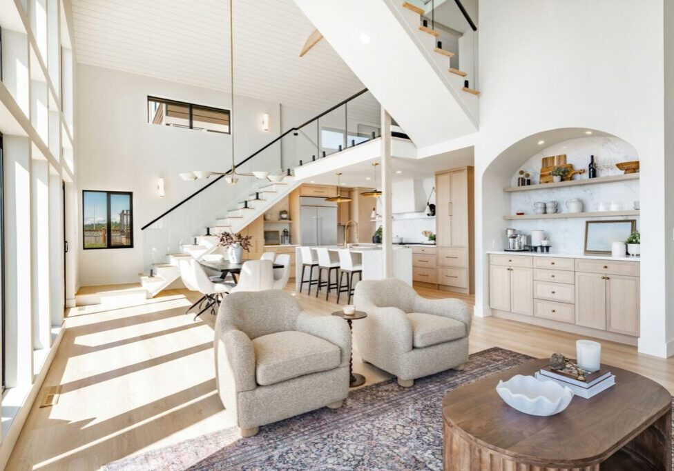 indoor glass railings open concept home