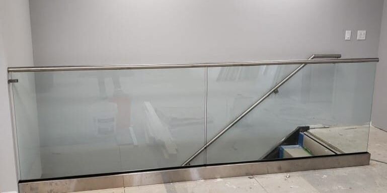 indoor glass railings with base shoe